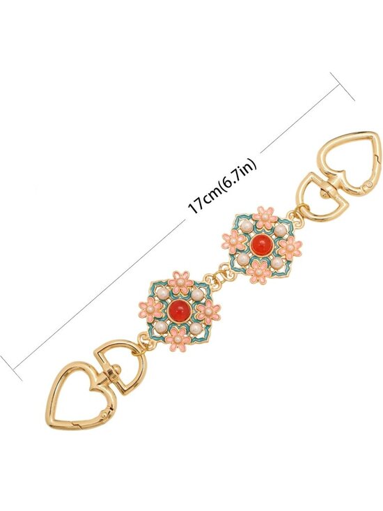 Pink and Green Floral Bag Chain Extender - Picture 3 of 3